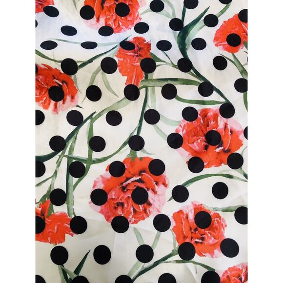 Floral Hi-Low Skirt Womans S Polka Dot Pleated Sash Ribbon Bow Country Chic Ark - Picture 2 of 8